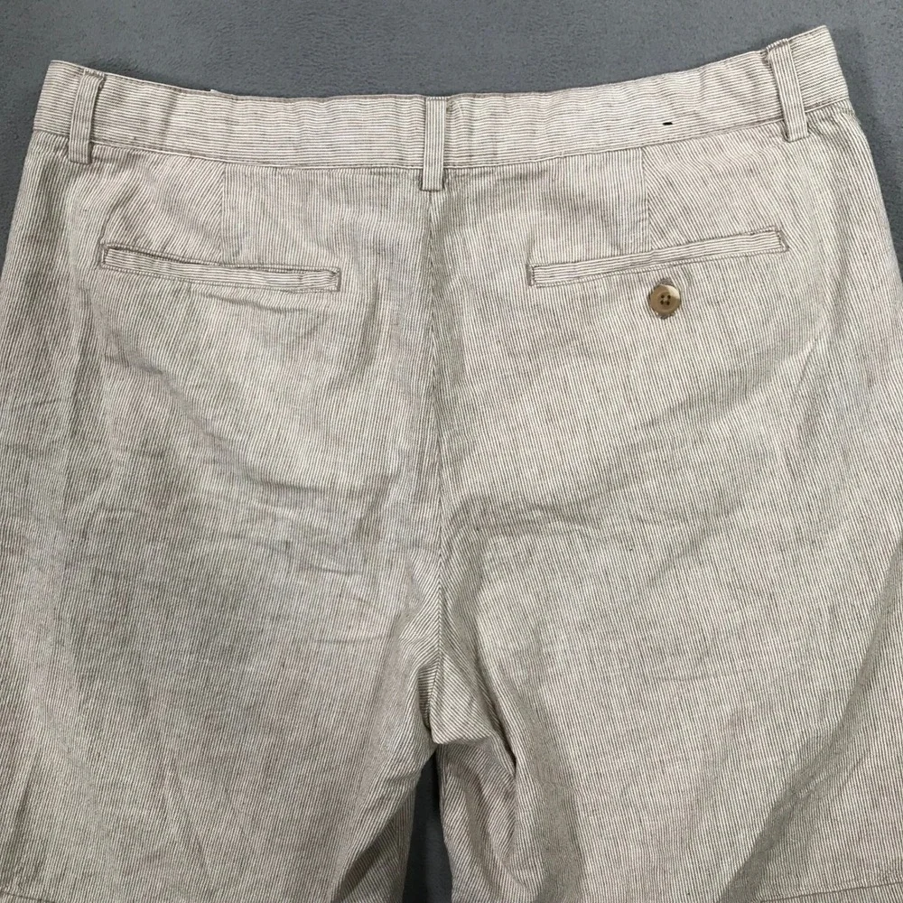Banana Republic Mens Linen Blend Striped Shorts Tan White 34 859129-01